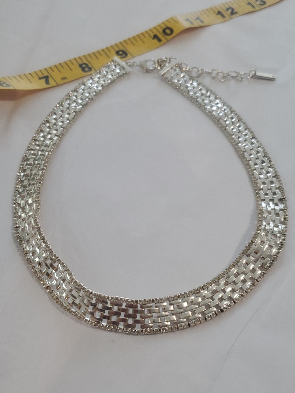 Nine West Silver Multi-Row Woven Mesh Necklace